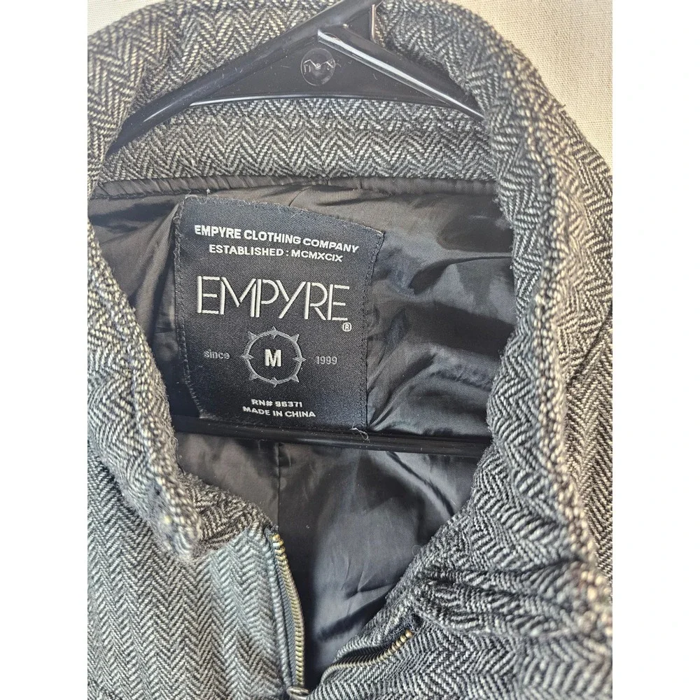 Empyre Mens Grey Herringbone Field Jacket Military Cargo Coat Medium RN96371